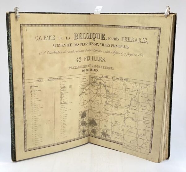 FERRARIS. Carte[s] de la Belgique, d'après Ferraris, augmentée des plans des six villes principales et de l'indication des routes, canaux, et autres travaux exécutés depuis 1777 jusqu'en 1831. 42 feuilles.