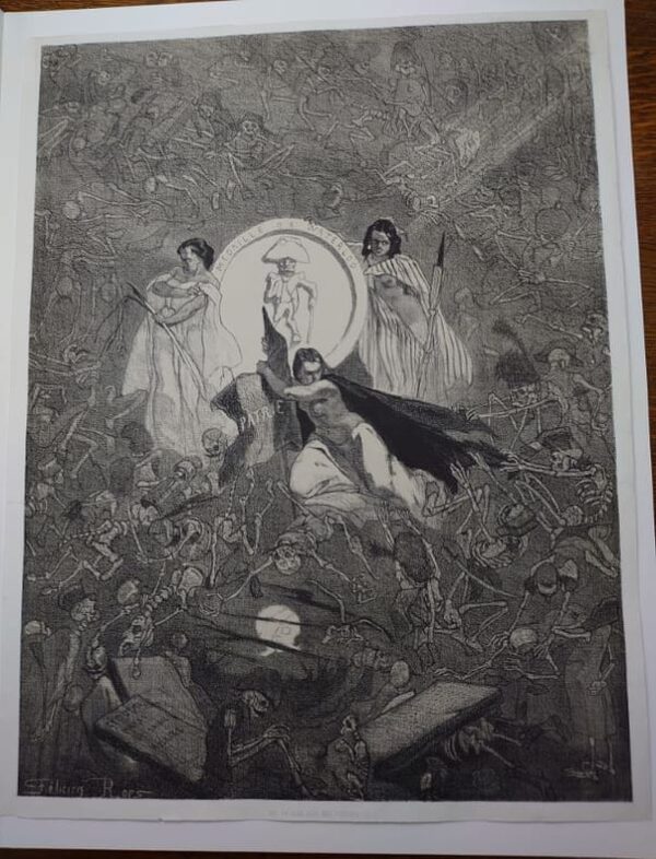 ROPS Félicien. La Médaille de Waterloo. Lithographie. 1858.